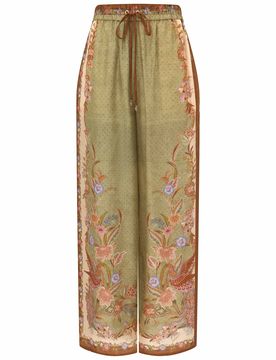 High-Waisted Silk Drawstring Trousers - Size 0