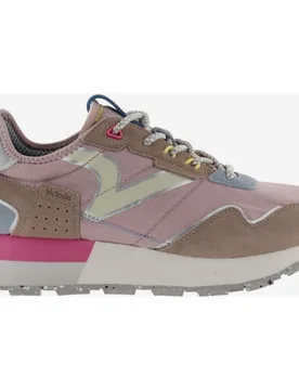 Zapatillas deportivas de mujer de nylon con piezas de serraje y suela dentada - Victoria - FashionsVida