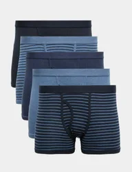 Pack Pure Cotton Stretch Striped Trunks Navy Mix male