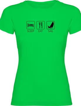 Sleep Eat And Sail Short Sleeve T-shirt Light Green M Women - Kruskis - FashionsVida