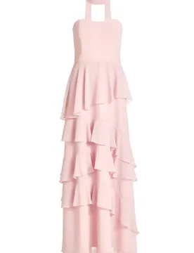 Abendkleid aus Chiffon mit Volants female