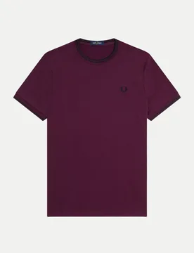 T-Shirt mit Doppelstreifen Violett XXL - Fred perry - FashionsVida