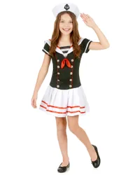 Matrosin Kinderkostüm schwarz-weiss-rot