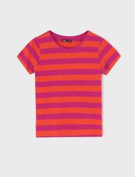 T-shirt in cotone a righe - fucsia