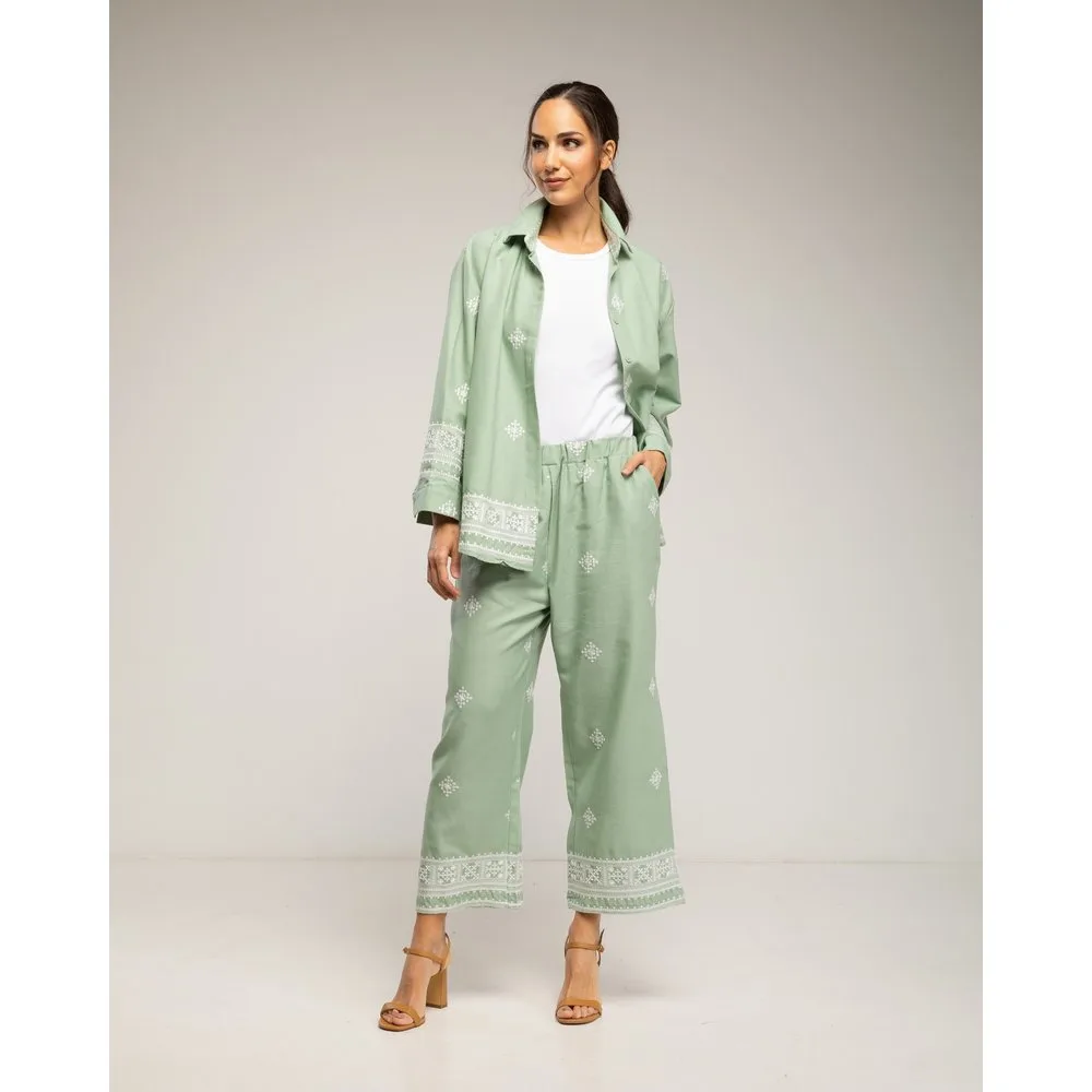 Conjunto de mujer de camisa y pantalon bordado - Tantra - FashionsVida