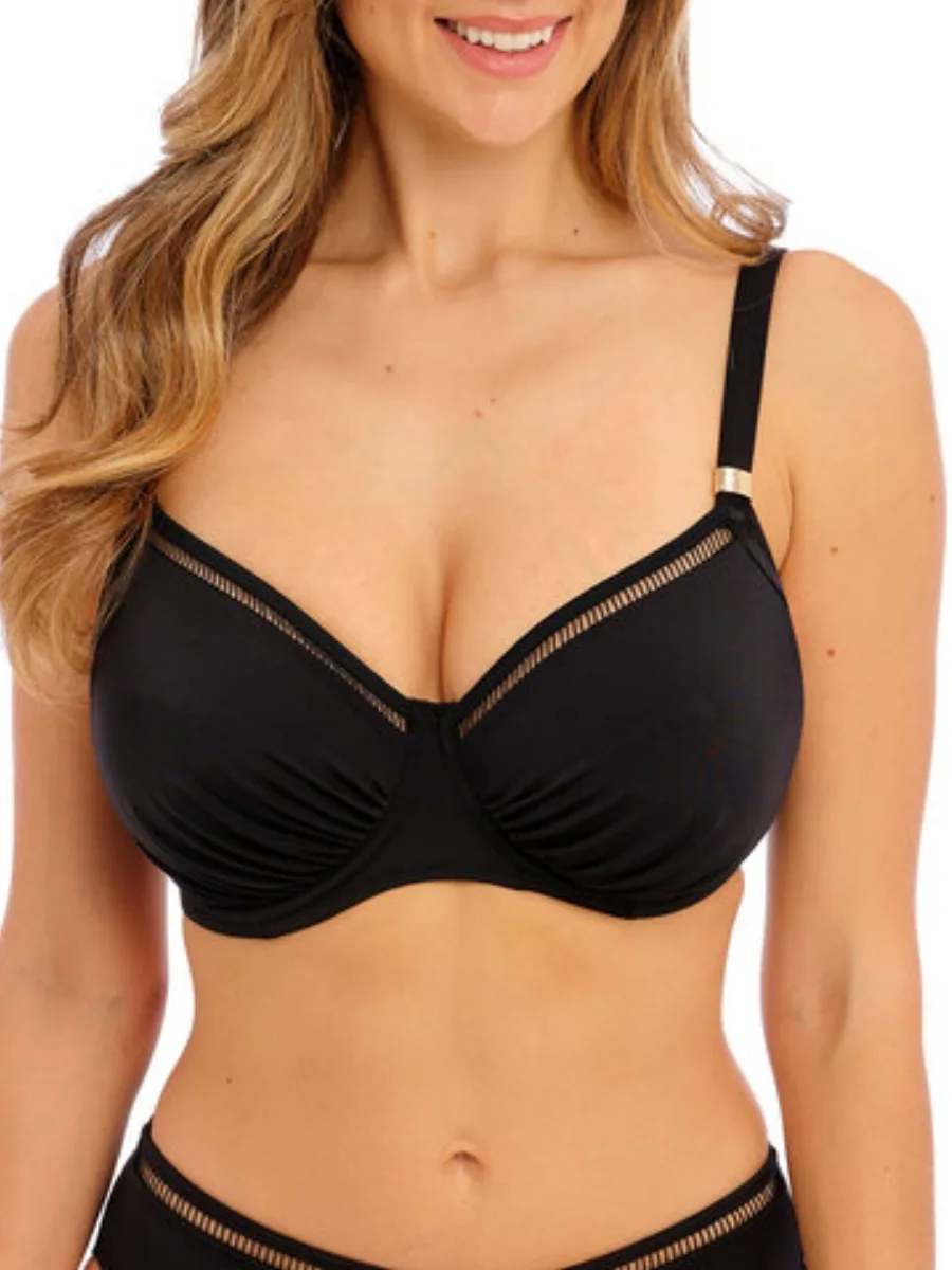 Womens East Hampton Gathered Full Cup Bikini Top - Black Polyamide - Size 40e - Fantasie - FashionsVida