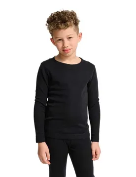 Maglietta A Maniche Lunghe Wool Rib Black 134 cm