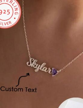 Collar personalizado de plata de ley 925 con nombre, joyería de colgante grabado de moda para mujer, collar minimalista personalizable