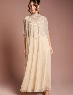 Women's Heavily Embellished Maxi Dress in Neutral Size: 12 - Neutral - Size: 12 - Coast - FashionsVida
