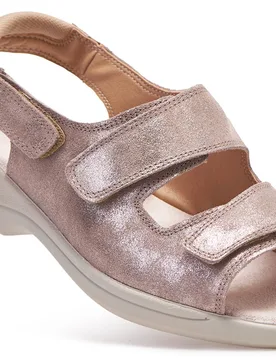 Sunny Women's Extra Wide Sandals for Swollen Feet - Gold Shimmer - Size: 7 XXW - Cosyfeet - FashionsVida