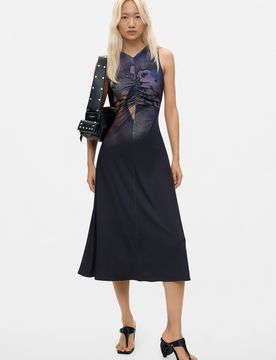 Vestido Punto Sin Mangas, Mujer, Poliester, Negro, XS