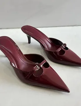 Brand Summer Women Mules Shoes Patent Leather Slip on Pointed Toe Buckle Slingbacks Luxury High Heels Sandals Sandalias Mujer - Aliexpress - FashionsVida