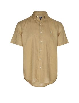 Camisa de lino marrón claro S