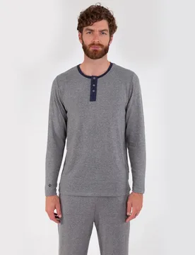 T-shirt manches longues Homme Gris gris chiné XL Homme - Isotoner - FashionsVida