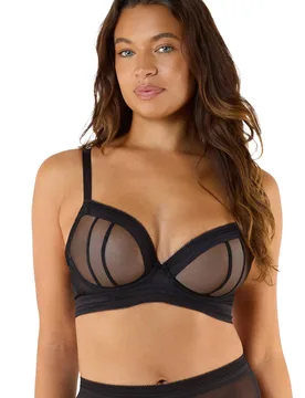 Women's Icon Black 'Sheer Plunge Bra' Size: 32F - Black - Size: 32F - Playful Promises - FashionsVida