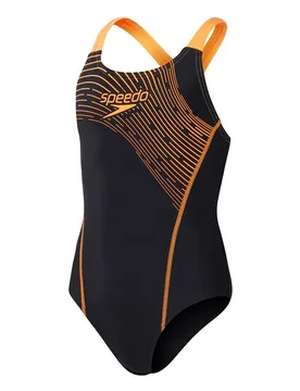 Medley Logo Medalist Swimsuit Black / Nectarine 5-6 Years Girls - Speedo - FashionsVida