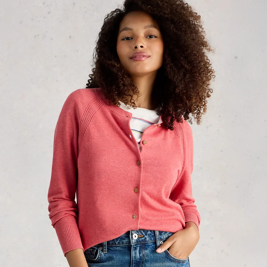 Lulu Organic Cardi - Mid Pink - White stuff - FashionsVida