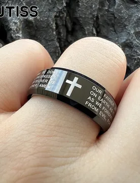 TUTISS Men's and Women's Wedding Tungsten Ring Laser Carving Cross Polishing Surface Bevel Edge Comfort Fit - Aliexpress - FashionsVida