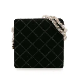 Tweed and Resin Zipped Chain Shopping Bag