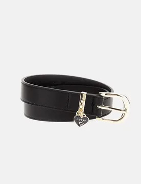 Cintura nera in ecopelle con metalleria color oro - Guess - FashionsVida
