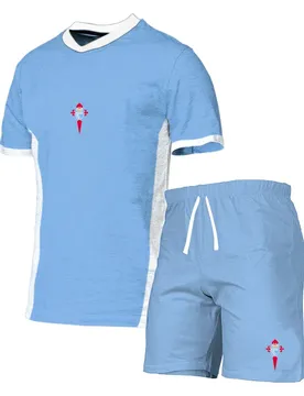Pyjama à Manches Courtes Summer Sky Blue / White M Homme