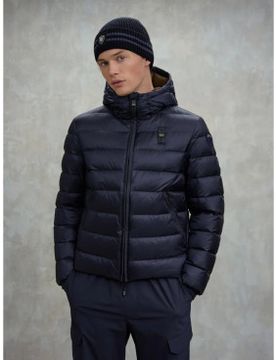 Para hombre. 25WBLUC03086 Plumífero con capucha Acton (L), Azul, Casual, Poliamida