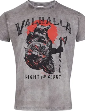 T-Shirt - Viking - S bis 4XL - für Männer - Größe M - grau meliert - Männer - male - Lobo Negro - FashionsVida