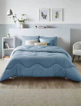 Linen Print 4.5 Tog Coverless Duvet Light Blue - Nightlark - FashionsVida