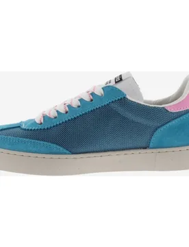 Zapatillas deportivas de mujer de rejilla con piezas de serraje al tono y de color en contraste - Victoria - FashionsVida