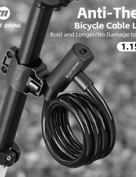 WEST BIKING Candado de bicicleta portátil de 1,15 m - Candado de cable de acero antirrobo para bicicleta de montaña y bicicleta de carretera, para u - Shein - FashionsVida