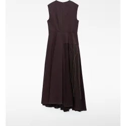 Vestido largo con falda capa bordada