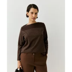 Camiseta de mujer con cuello barco y rayas