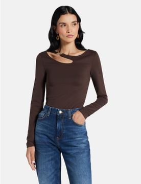 Para mujer. W5BP18KC7M2 Top con abertura y hebilla   (S), Casual, Viscosa, Manga larga