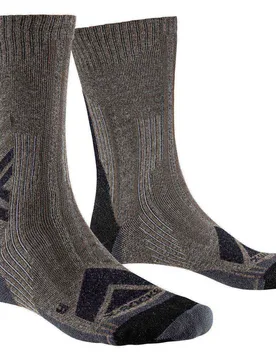 Hike Perform Merino Crew Socks Brown / Black UK 10.5-12 Men,Women - X-SOCKS - FashionsVida