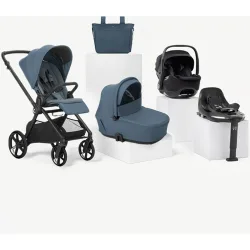 Trío Muum 5 azul + capazo Sleep + portabebé Kombibaby negro + Kombibase