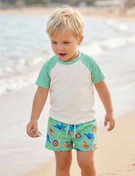 Pantaloncini da bagno con motivo dinosauri - verde pallido