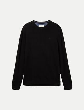 Basic Strickpullover Schwarz M