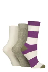 Women's 3 Pair Bamboo Ribbed Socks Wild Terrain 4-8 - Assorted - Size: Small