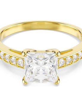 Attract Ring, Kissenschliff, PavÃ©, WeiÃŸ, 18K goldbeschichtet Unisex 55