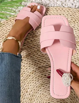 Nuevas sandalias planas casuales de primavera/verano con tira y puntera abierta para mujer, cómodas sandalias planas para la playa, diseño minimalis - Shein - FashionsVida
