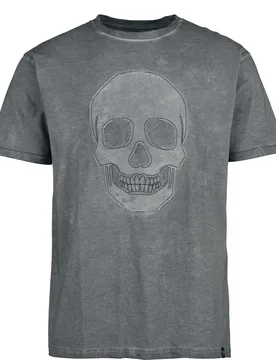 T-Shirt - Beaks, Claws & Skulls washed T-Shirt with Skull-Patch - S bis XXL - für Männer - Größe S - grau - Männer - male - Black Premium by EMP - FashionsVida