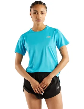 Sport Essential Short Sleeve T-shirt Blue M Women - New Balance - FashionsVida