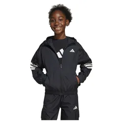 Felpa Con Zip Future Icons 3 Stripes Woven Black / White 11-12 Anni