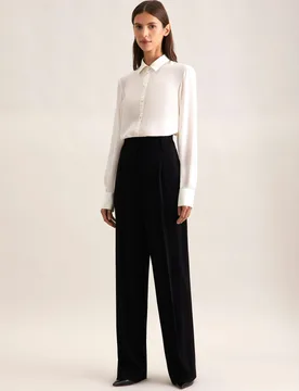 Fließende Hose High Waist Schwarz 42 - Seidensticker - FashionsVida