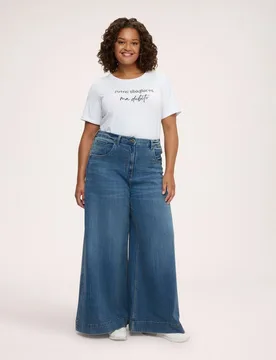 Jeans de mujer wide leg lavado used ajuste y diseño para el máximo confort - Fiorella Rubino - FashionsVida