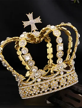 Male Cross Crown Baroque Bridal Wedding Crown Royal Queen King Tiara Birthday Party Hair Jewelry Accessories Prom Pageant Diadem - Aliexpress - FashionsVida
