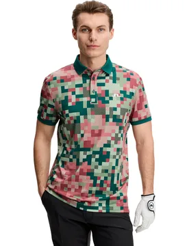 Polo Bridger Tour Print , oliv/pink s - J.lindeberg - FashionsVida