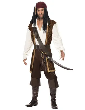 Verruchter Pirat Seeräuber Kostüm braun-weiss - KARNEVAL-MEGASTORE - FashionsVida