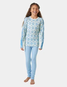 Junior's HH Graphic Lifa Merino Midweight Base Layer Set Blue 16 - Bright Blue - Unisex - Helly Hansen - FashionsVida