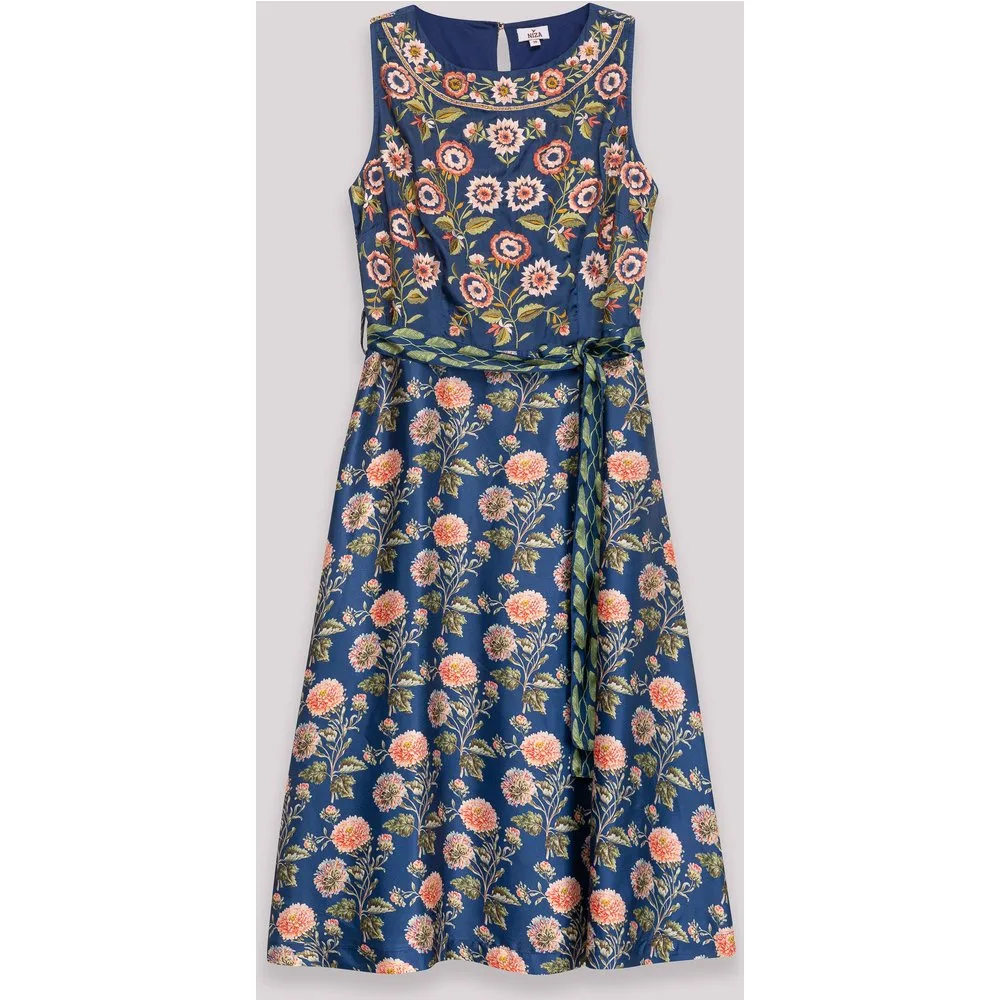 Vestido corto con escote redondo y estampado floral continuo - Niza - FashionsVida